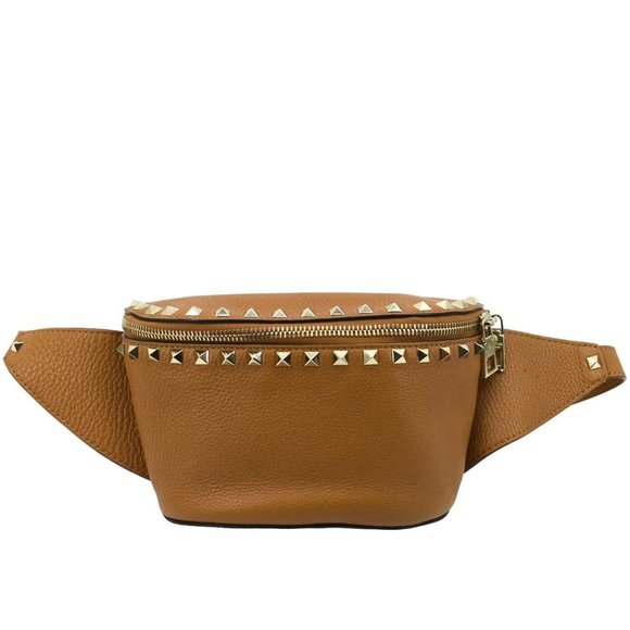 Valentino Handbags - VALENTINO  Spike Leather Belt Bag Camel